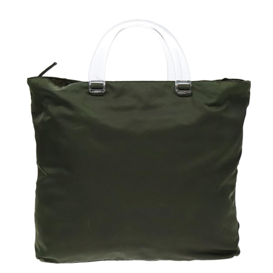 Luxury Prada Hand Bag Nylon Green Clear Silver  88240
