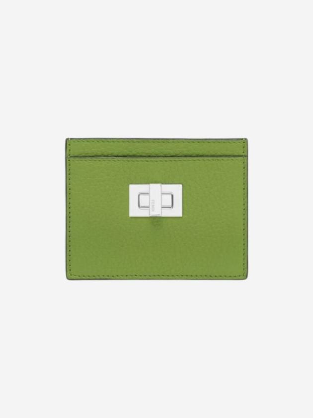 Luxury Fendi Peekaboo Selleria Leather Business Card Wallet Green