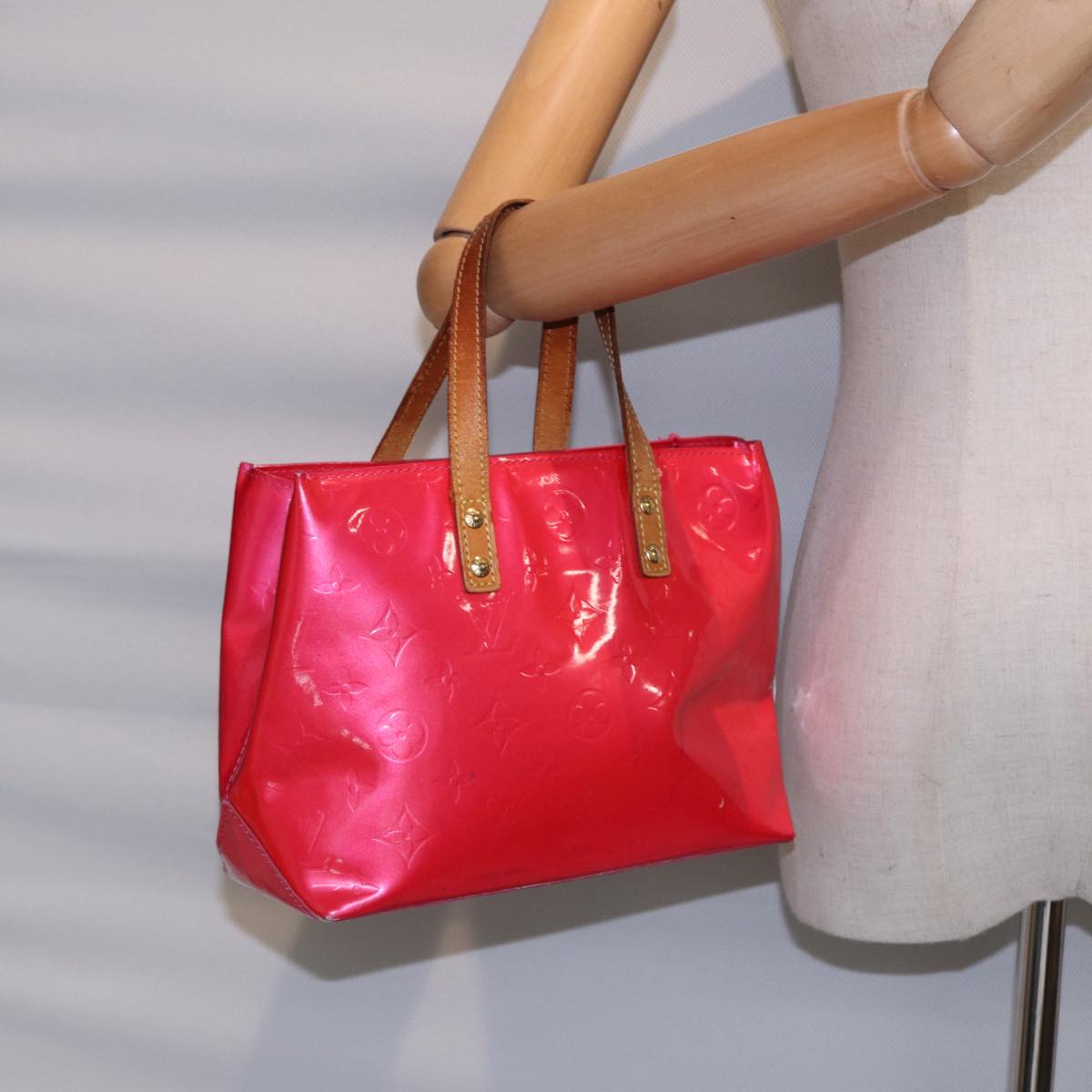 LOUIS VUITTON Monogram Vernis Reade PM Hand Bag Pink Fuchsia M91221 88300