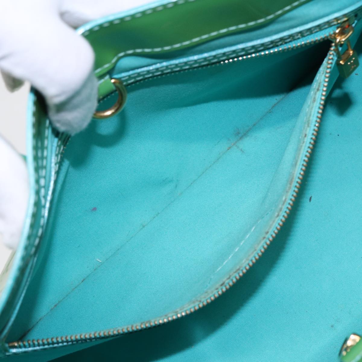 LOUIS VUITTON Monogram Vernis Wilshire PM Bag Blue Lagon M91724 LV 88301