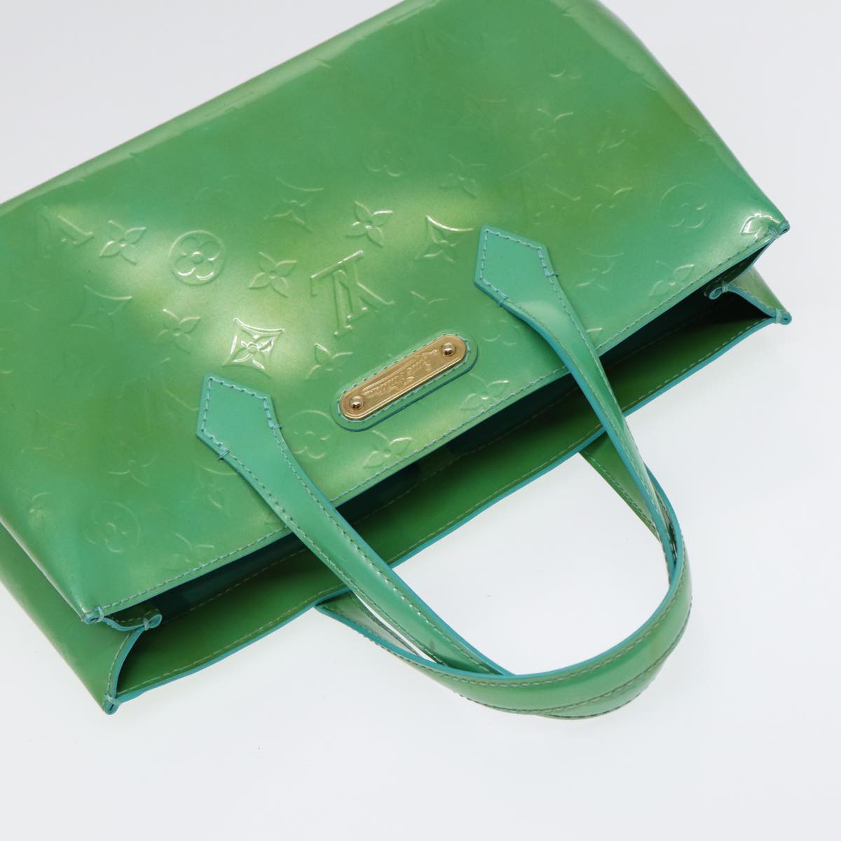 LOUIS VUITTON Monogram Vernis Wilshire PM Bag Blue Lagon M91724 LV 88301