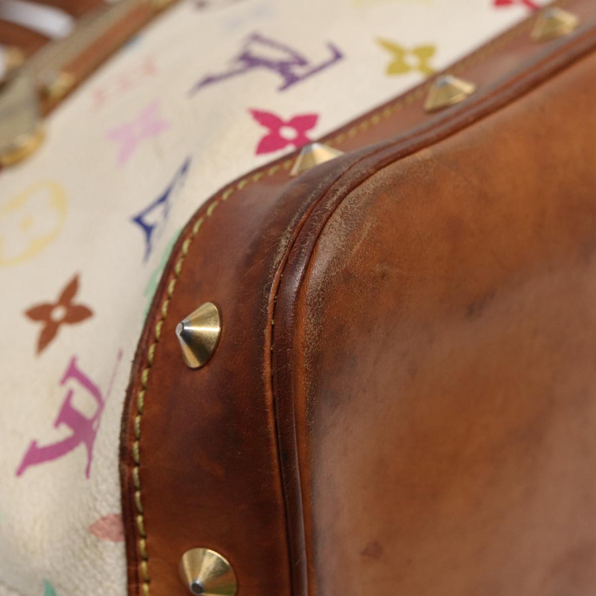 LOUIS VUITTON Monogram Multicolor Alma Hand Bag White M92647 LV 88318