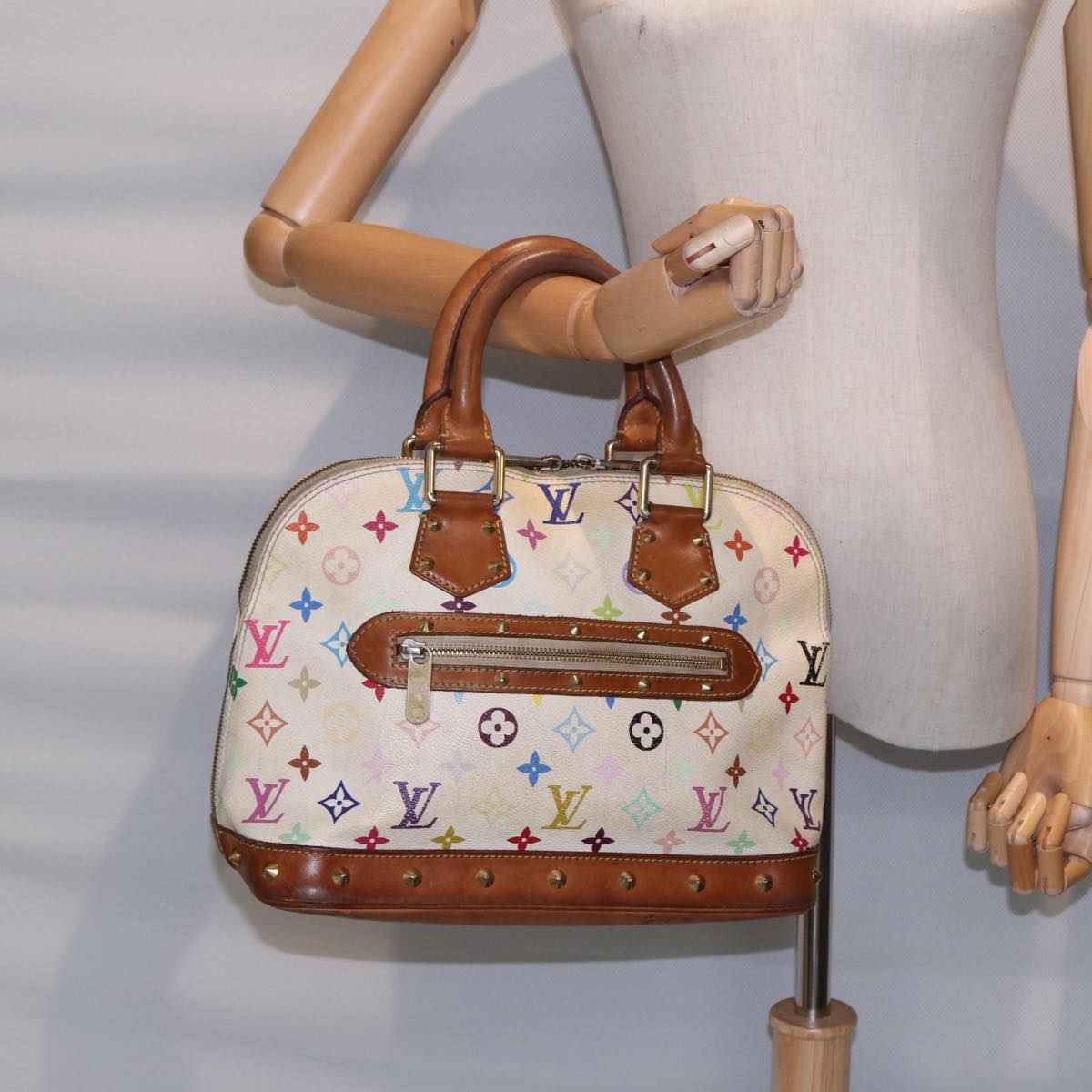 LOUIS VUITTON Monogram Multicolor Alma Hand Bag White M92647 LV 88318