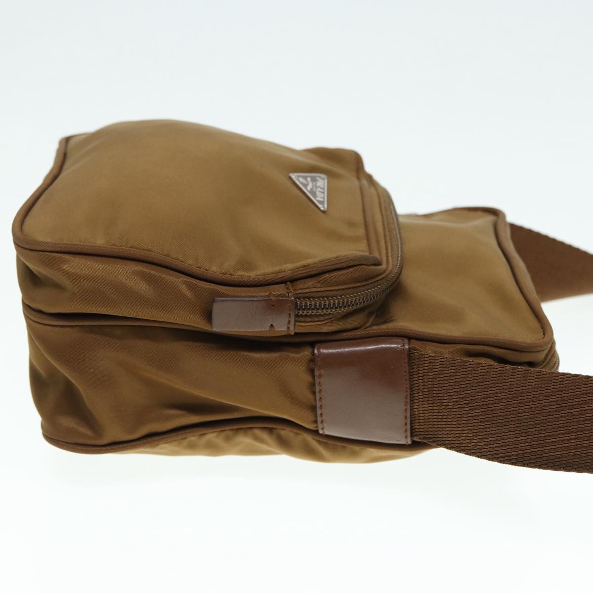 Luxury Prada Shoulder Bag Nylon Brown Silver  88341