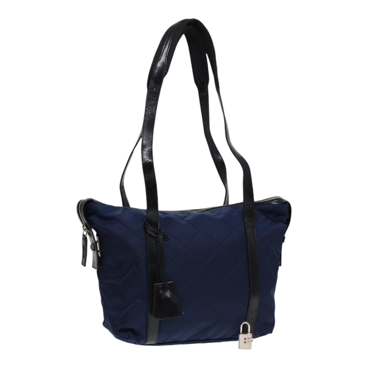 Luxury Prada Shoulder Bag Nylon Navy Silver  88342