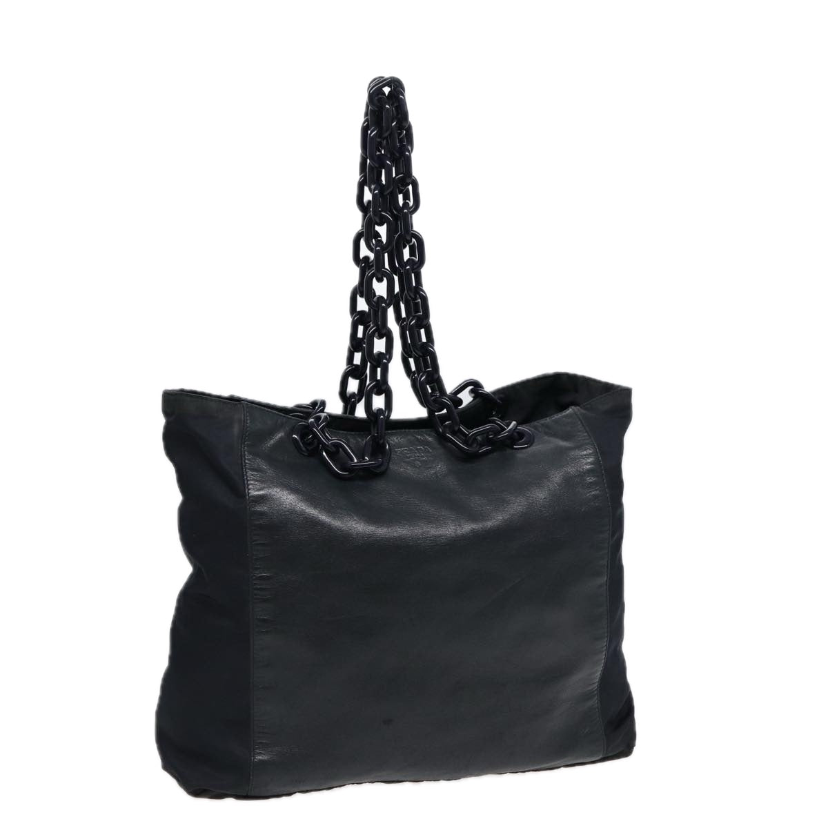 Luxury Prada Chain Shoulder Bag Nylon Leather Black  88345