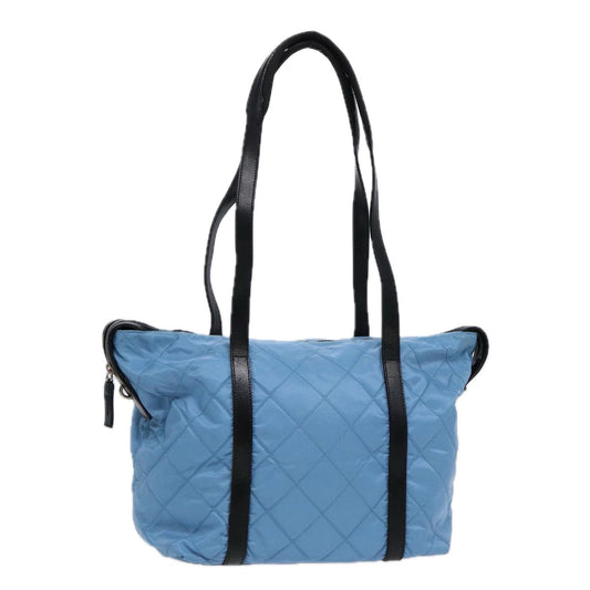 Luxury Prada Tote Bag Nylon Leather Light Blue Silver  88347