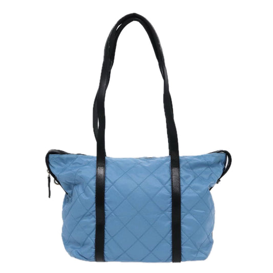 Luxury Prada Tote Bag Nylon Leather Light Blue Silver  88347