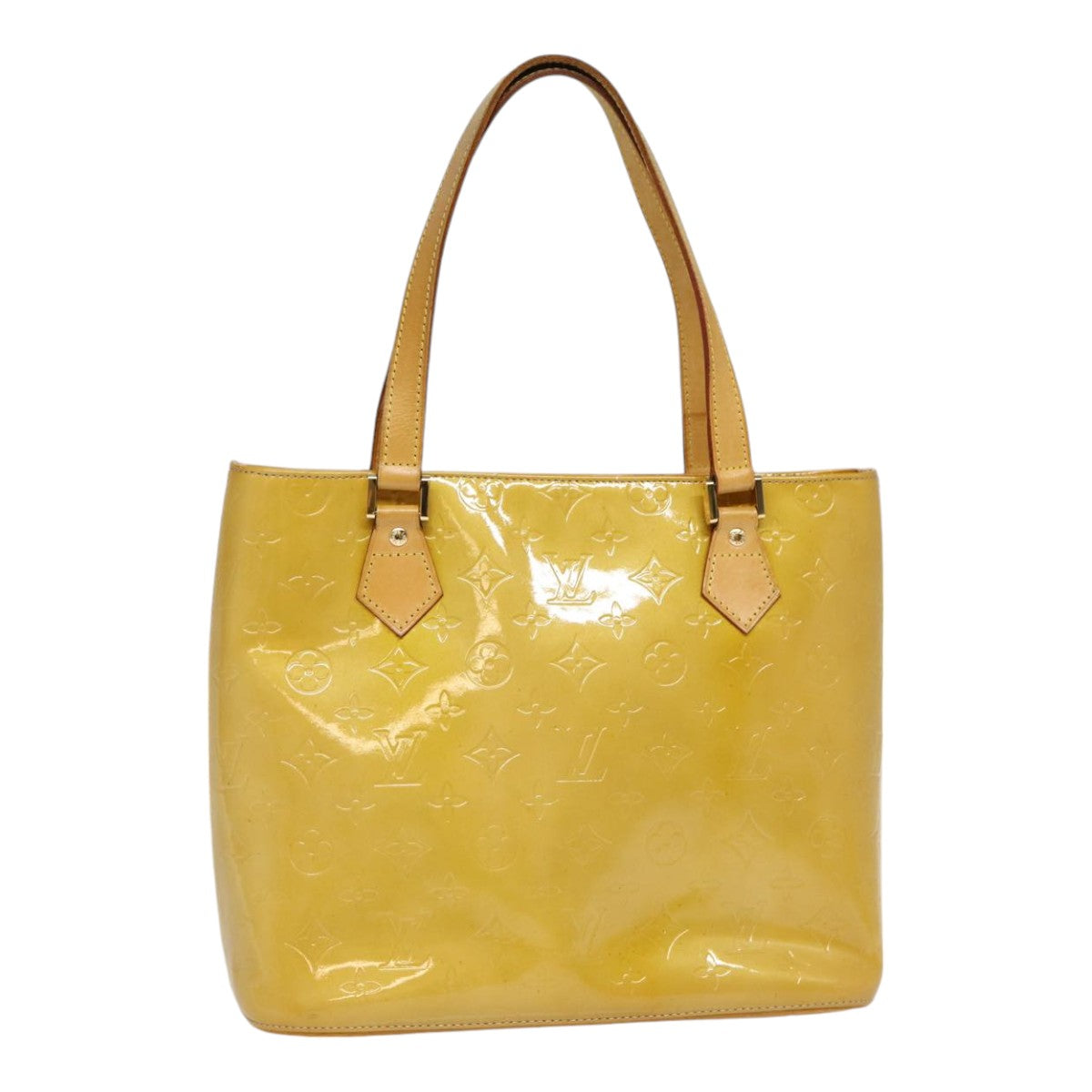 LOUIS VUITTON Monogram Vernis Houston Hand Bag Beige M91004 LV 88371
