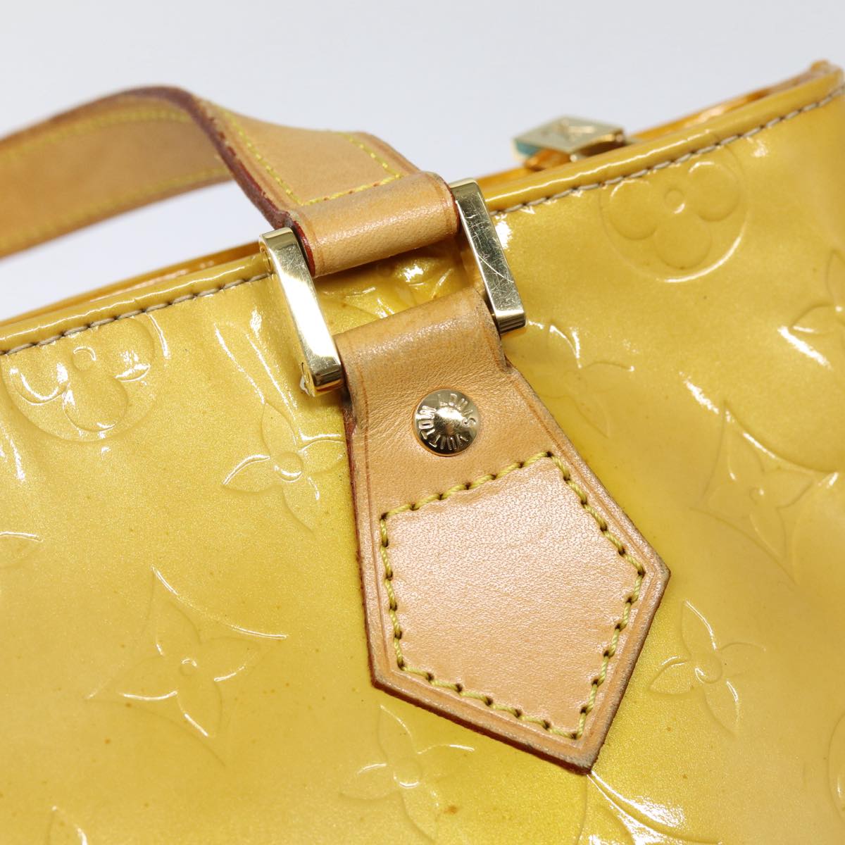 LOUIS VUITTON Monogram Vernis Houston Hand Bag Beige M91004 LV 88371