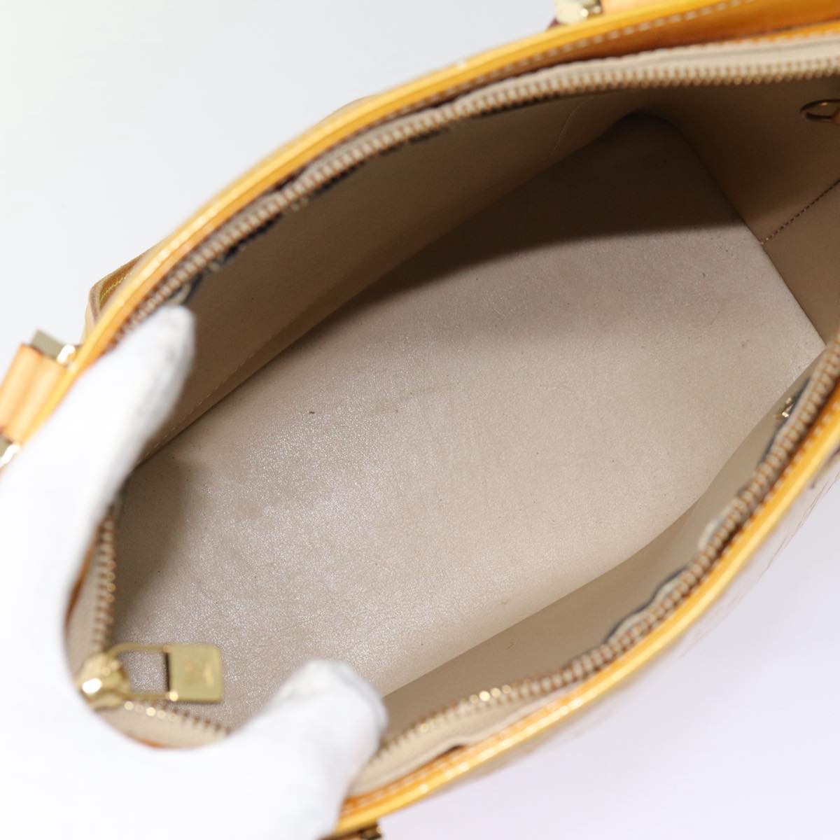 LOUIS VUITTON Monogram Vernis Houston Hand Bag Beige M91004 LV 88371
