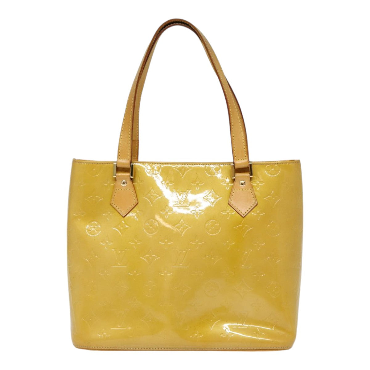 LOUIS VUITTON Monogram Vernis Houston Hand Bag Beige M91004 LV 88371