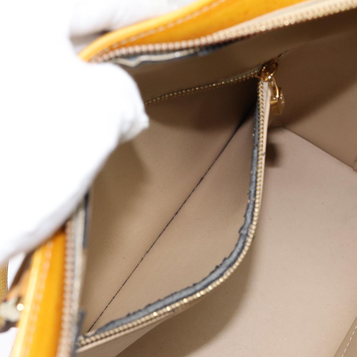 LOUIS VUITTON Monogram Vernis Houston Hand Bag Beige M91004 LV 88371