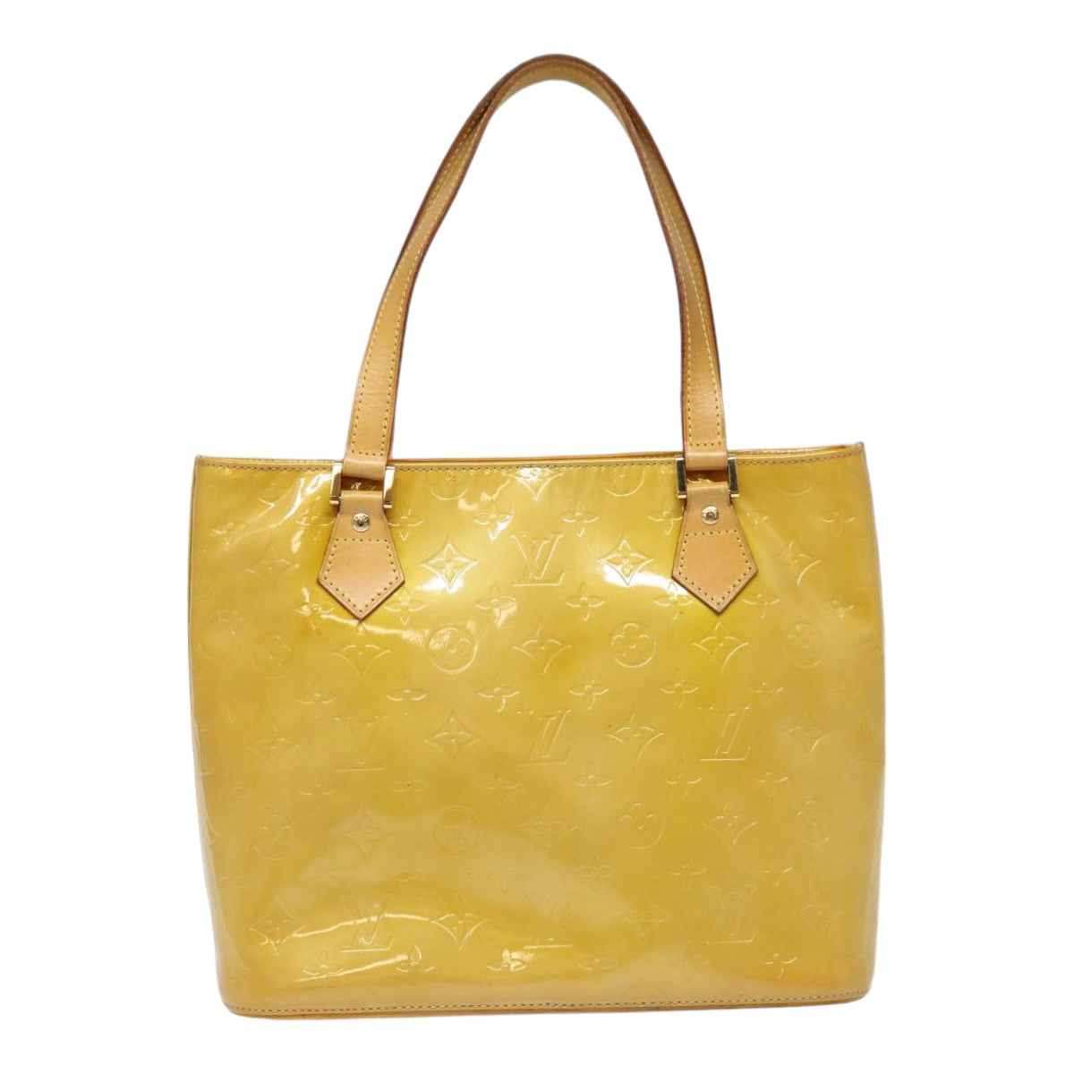 LOUIS VUITTON Monogram Vernis Houston Hand Bag Beige M91004 LV 88371