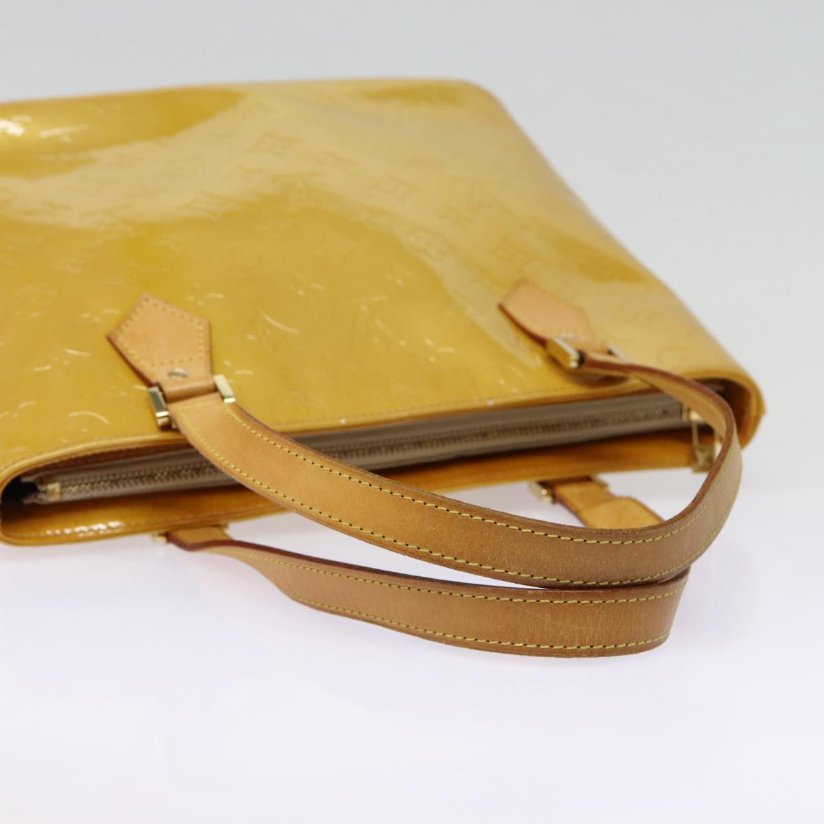 LOUIS VUITTON Monogram Vernis Houston Hand Bag Beige M91004 LV 88371