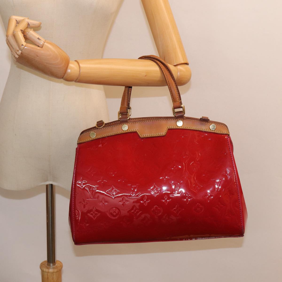 LOUIS VUITTON Vernis Blair MM Hand Bag 2way Rose Andian M91798 LV 88390