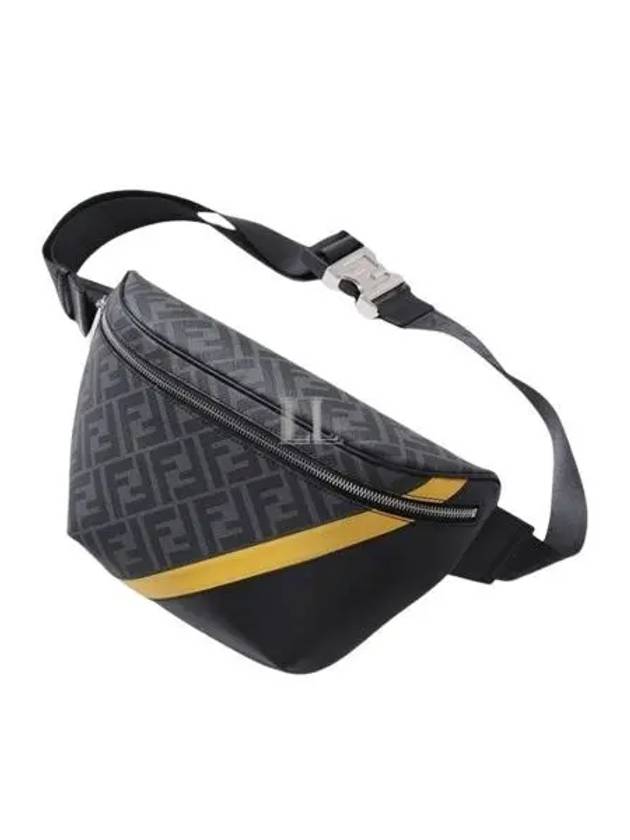 Luxury Fendi Diagonal FF Motif Leather Belt Bag Grey