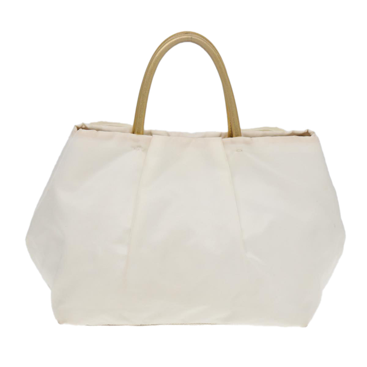 Luxury Prada Ribbon Hand Bag Nylon White Gold  88412