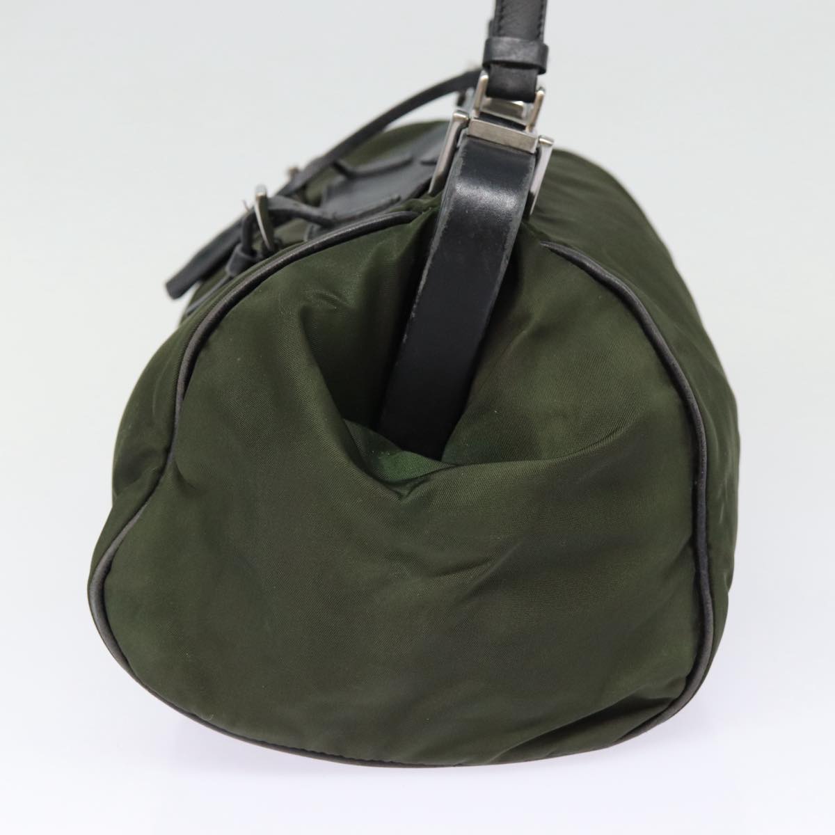 Luxury Prada Hand Bag Nylon Khaki Silver  88423