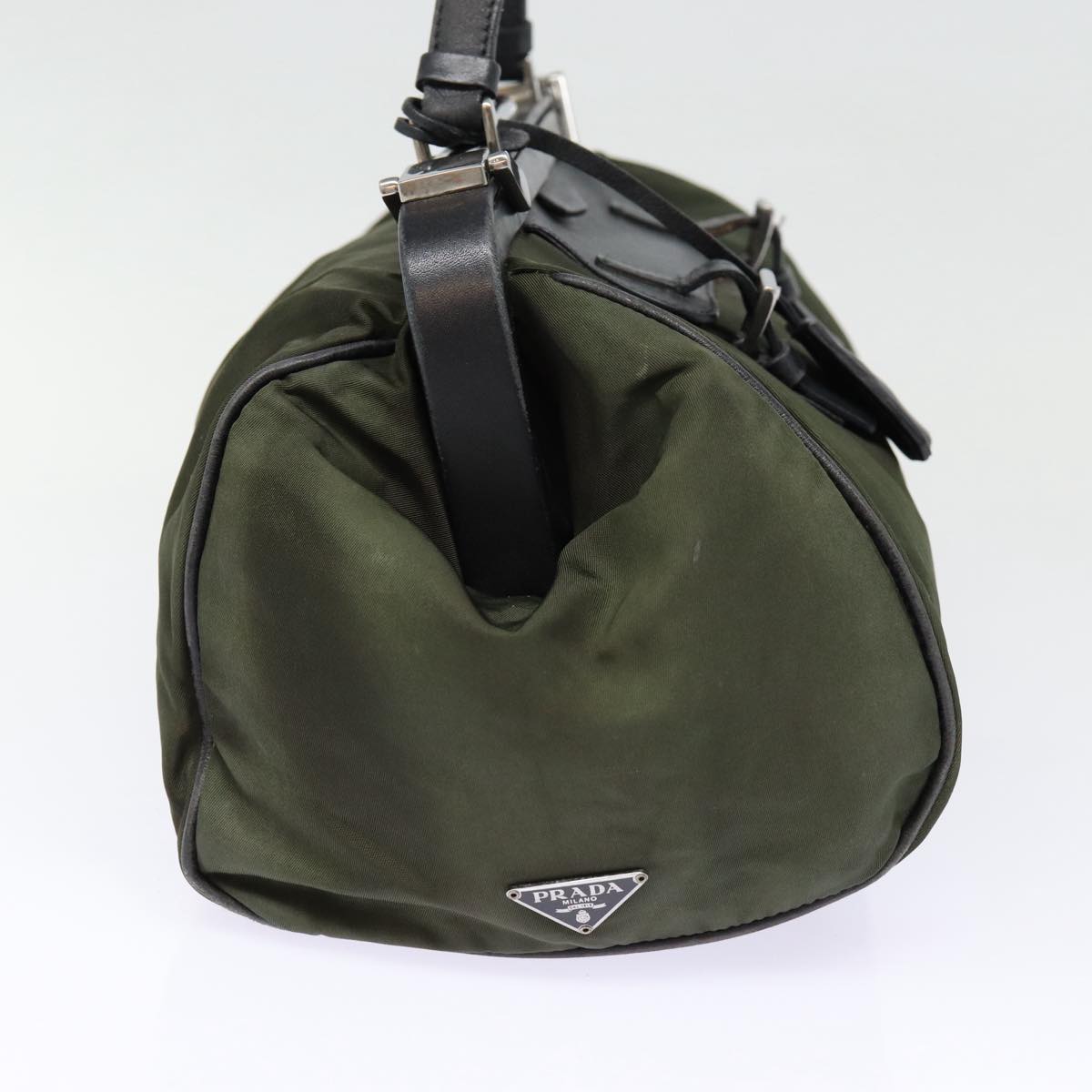 Luxury Prada Hand Bag Nylon Khaki Silver  88423