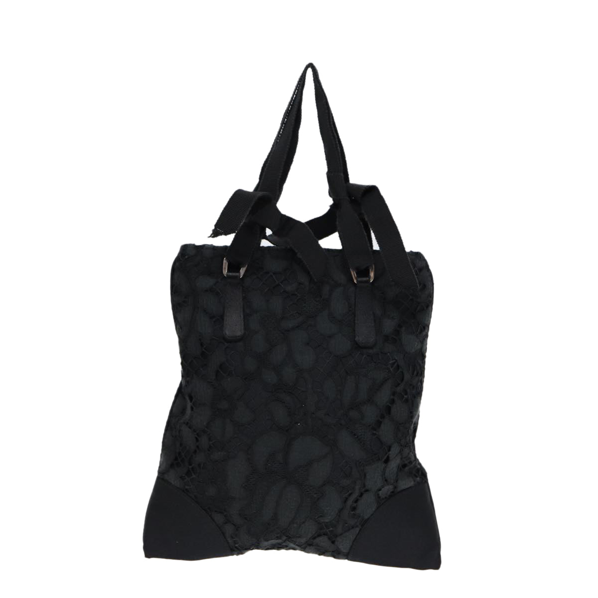 Luxury Prada Hand Bag Satin Black Silver  88434