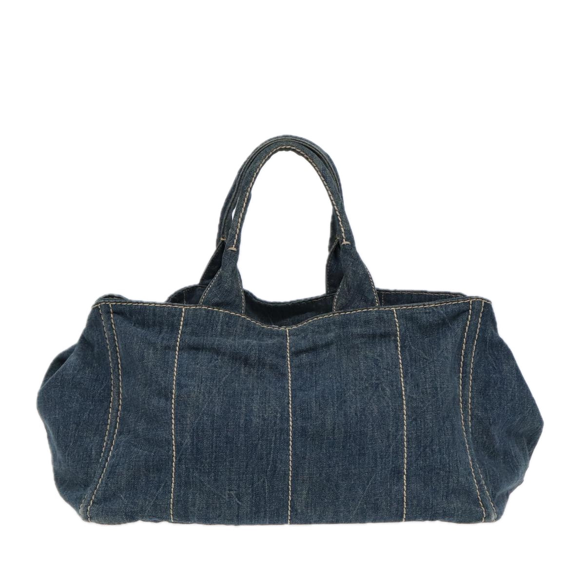 Luxury Prada Canapa GM Hand Bag Denim Blue Gold  88472