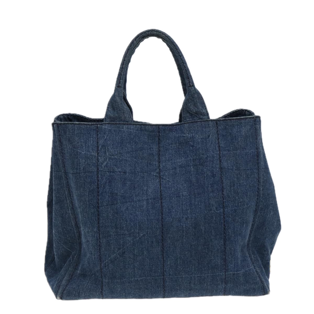 Luxury Prada Canapa Tote Bag Denim Blue Gold  88512