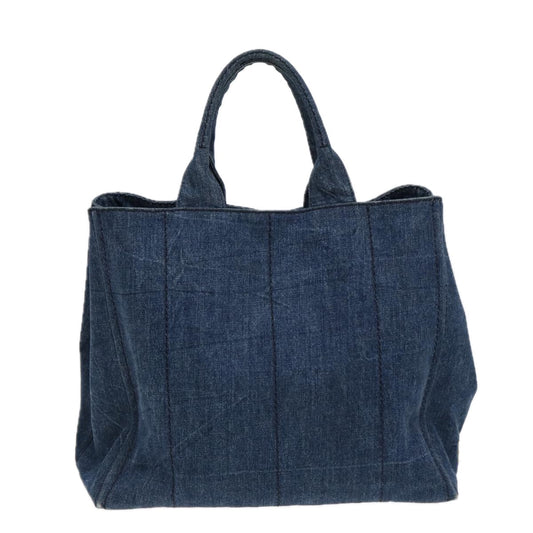 Luxury Prada Canapa Tote Bag Denim Blue Gold  88512