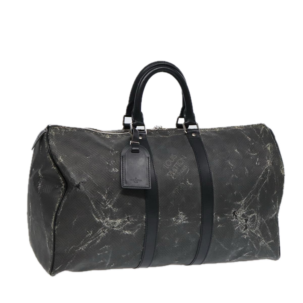 LOUIS VUITTON Damier Carbon Keepall 45 Boston Bag Black N41415 LV 88545