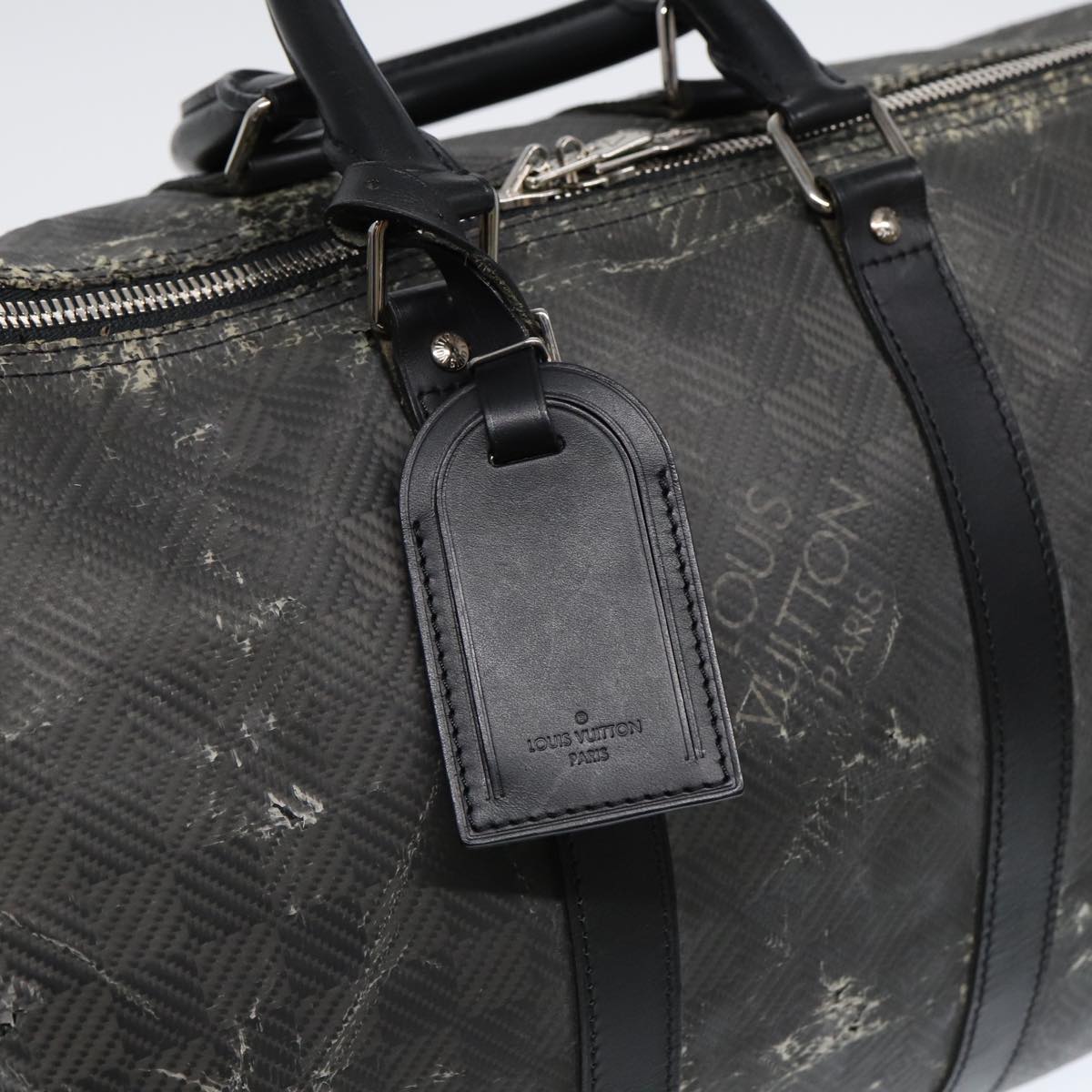 LOUIS VUITTON Damier Carbon Keepall 45 Boston Bag Black N41415 LV 88545
