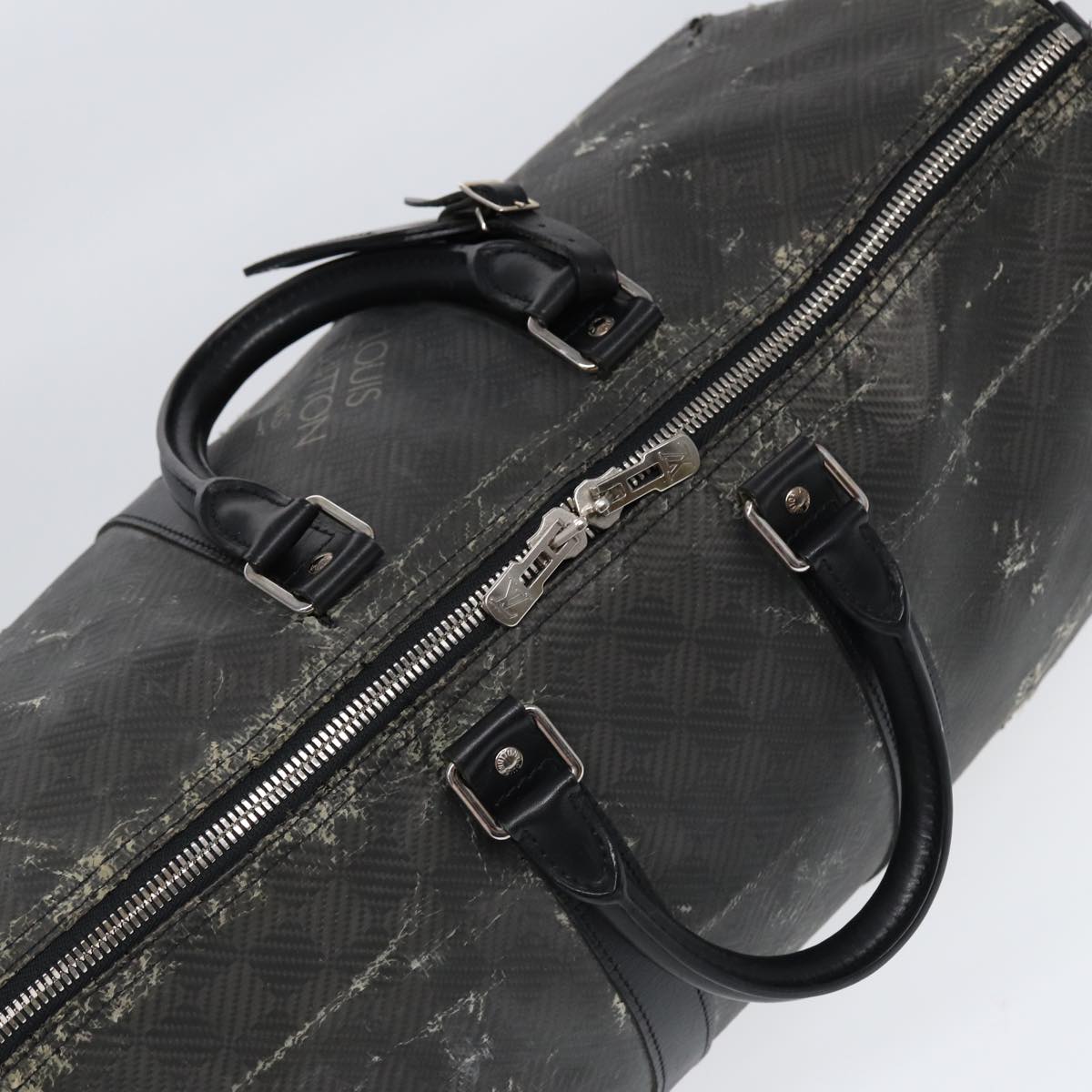 LOUIS VUITTON Damier Carbon Keepall 45 Boston Bag Black N41415 LV 88545