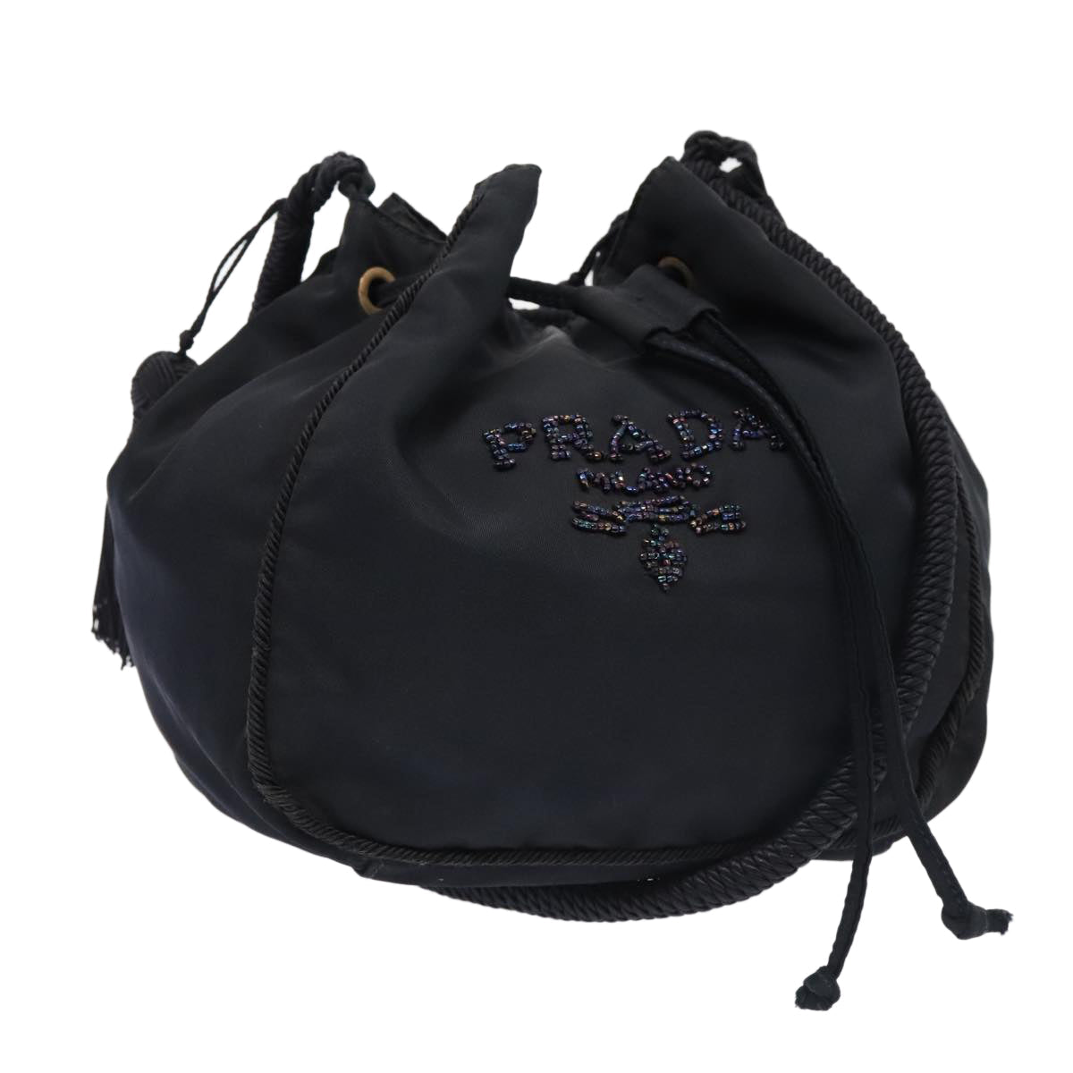 Luxury Prada Shoulder Bag Nylon Navy Gold  88551