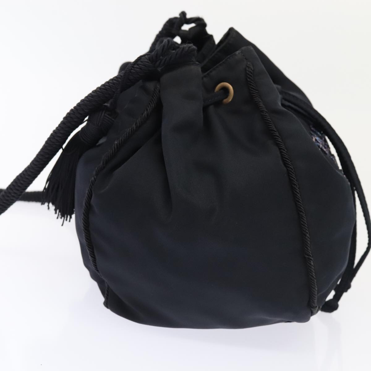 Luxury Prada Shoulder Bag Nylon Navy Gold  88551