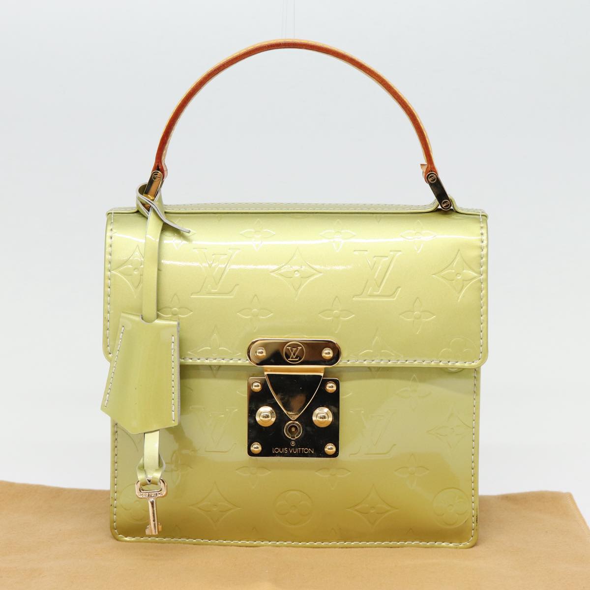 LOUIS VUITTON Monogram Vernis Spring Street Hand Bag Gris M91029 LV 88558