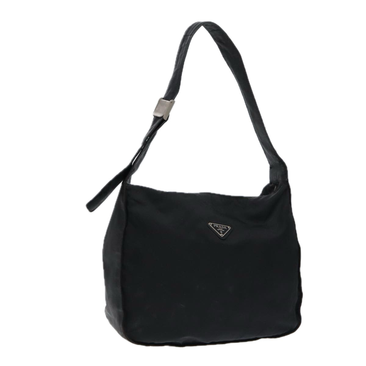 Luxury Prada Shoulder Bag Nylon Leather Black Silver  88573