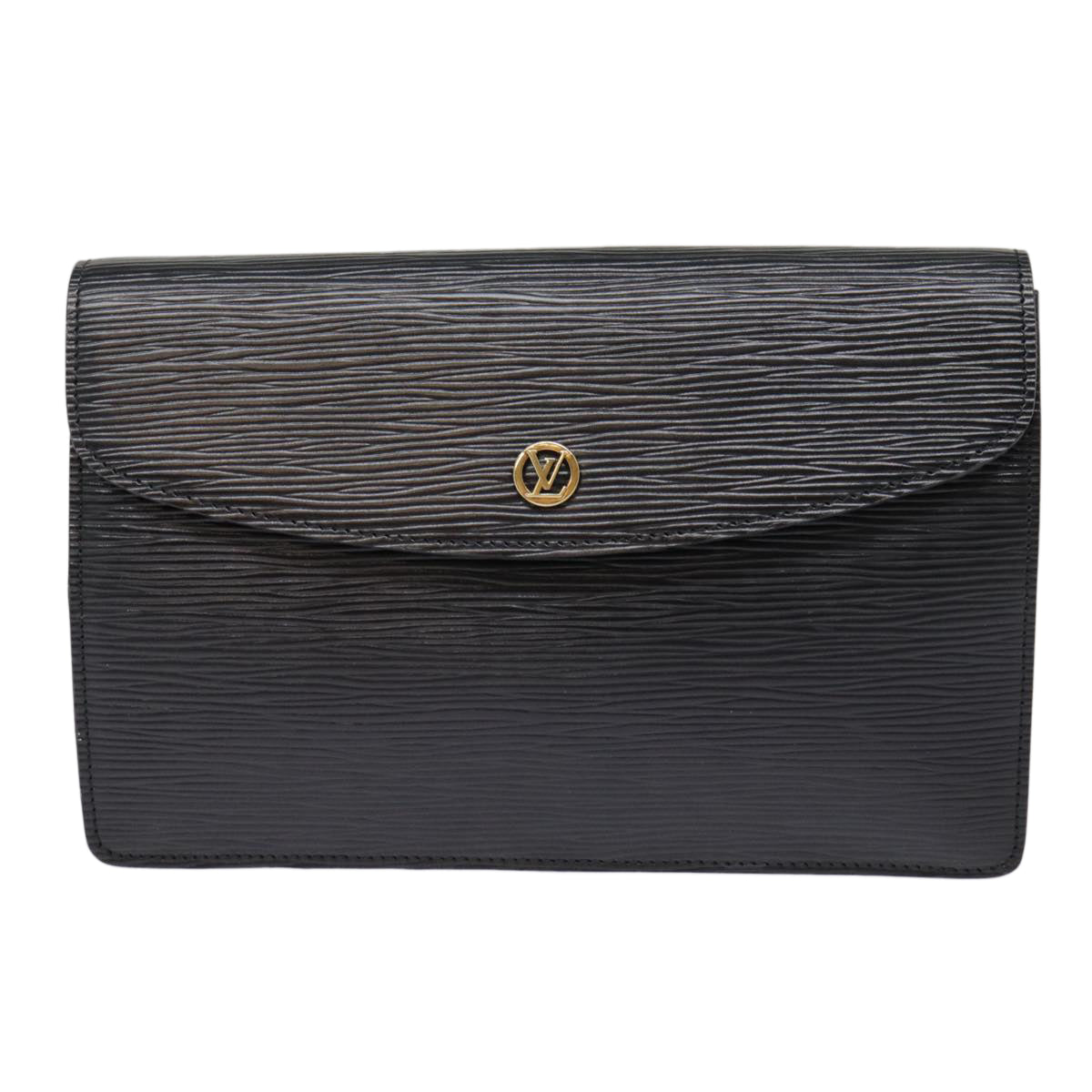 LOUIS VUITTON Epi Montaigne 23 Clutch Bag Black M52662 LV 88630