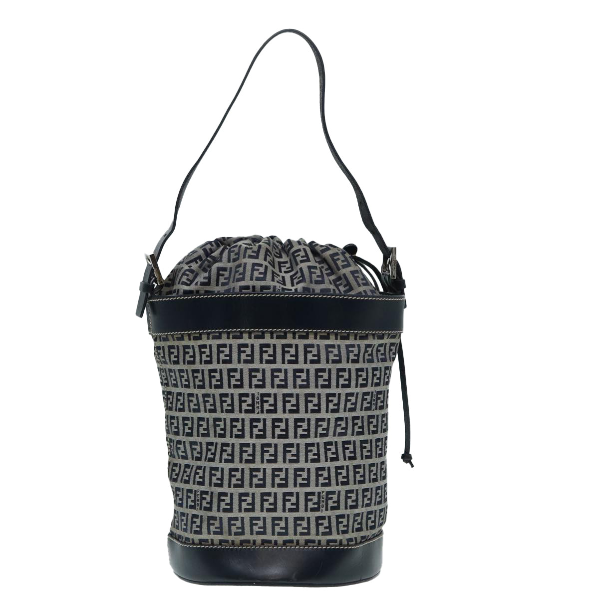 Luxury Fendi Zucchino Canvas Shoulder Bag Navy Silver88663