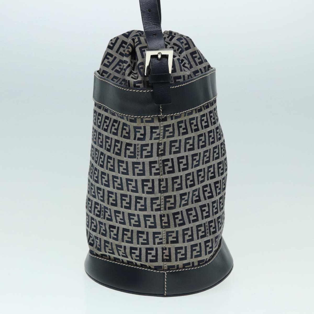 Luxury Fendi Zucchino Canvas Shoulder Bag Navy Silver88663
