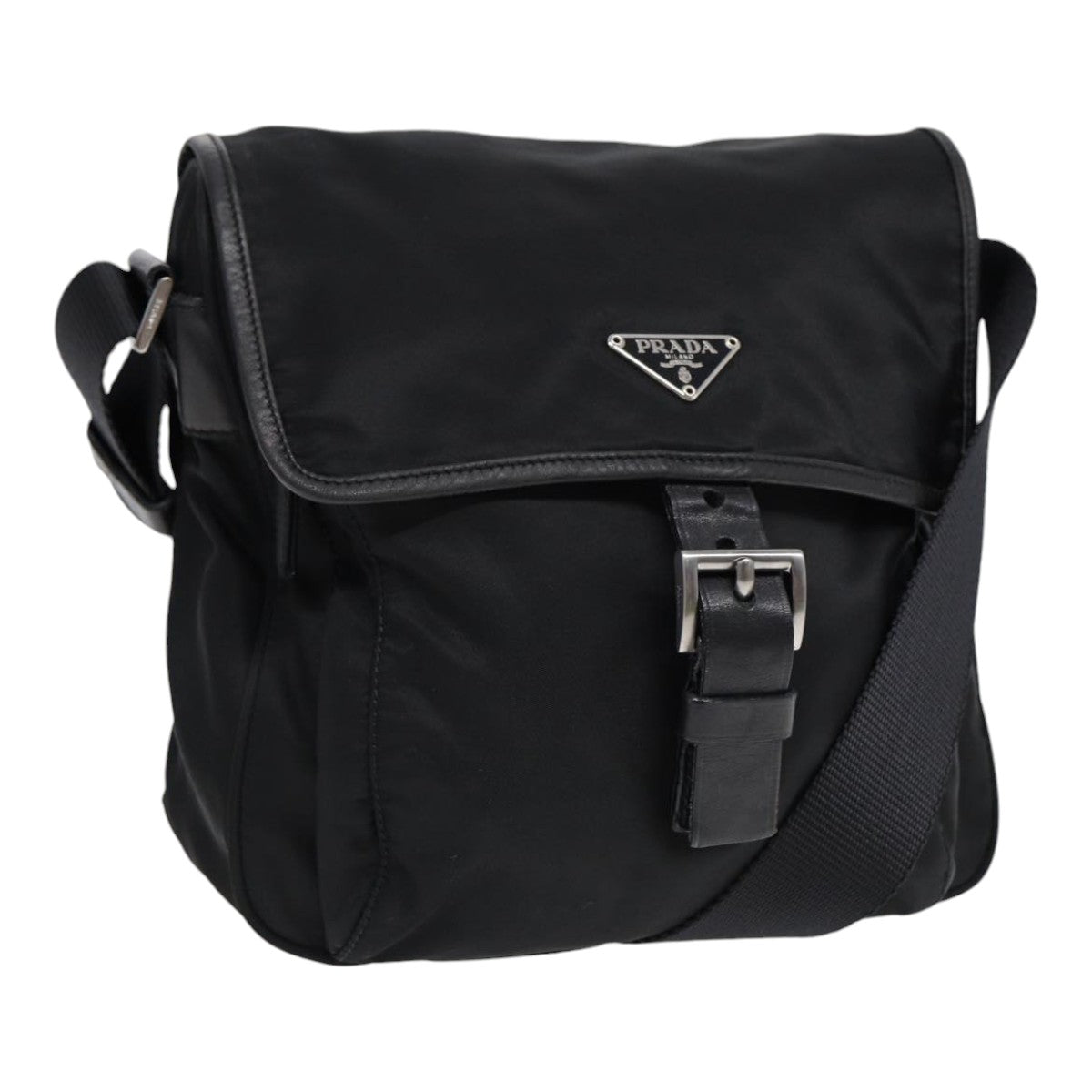 Luxury Prada Shoulder Bag Nylon Black Silver  88683