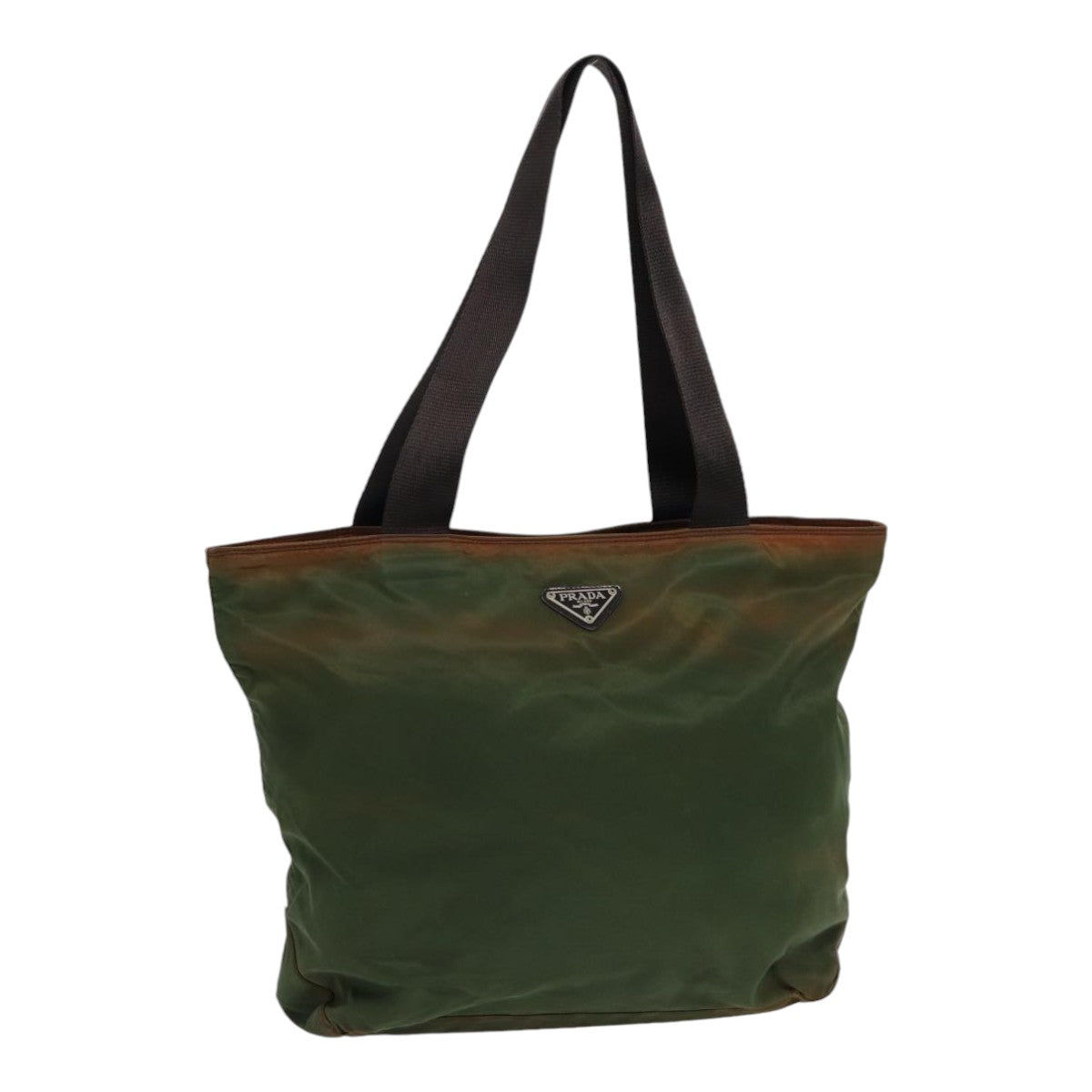 Luxury Prada Tote Bag Nylon Green Brown Silver  88715