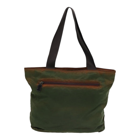Luxury Prada Tote Bag Nylon Green Brown Silver  88715