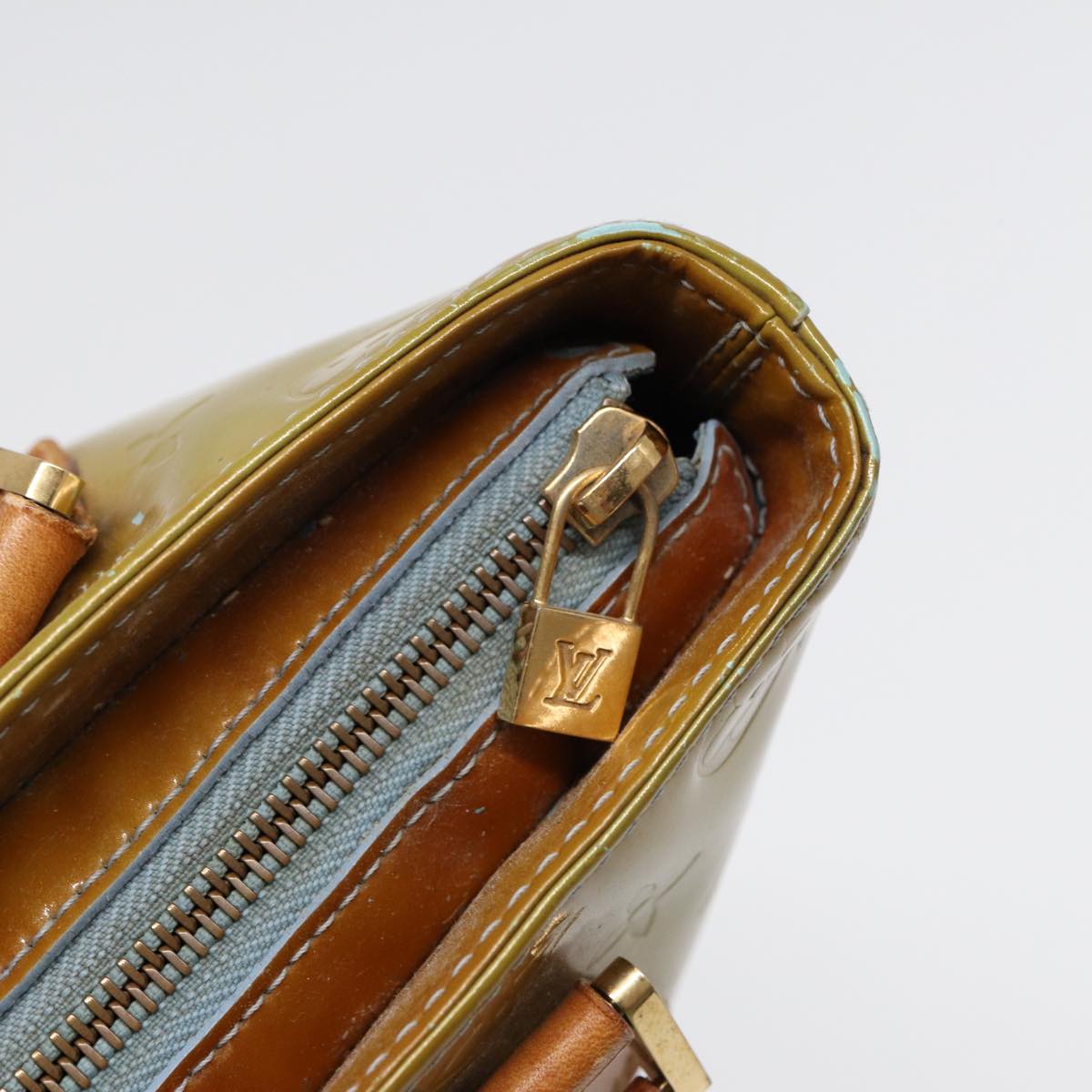LOUIS VUITTON Monogram Vernis Houston Hand Bag Baby Blue M91005 LV 88725