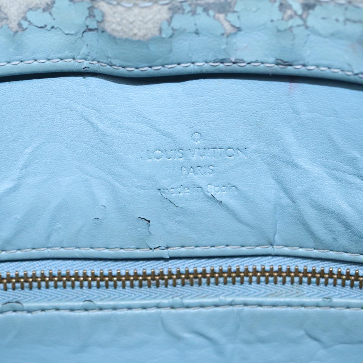 LOUIS VUITTON Monogram Vernis Houston Hand Bag Baby Blue M91005 LV 88725