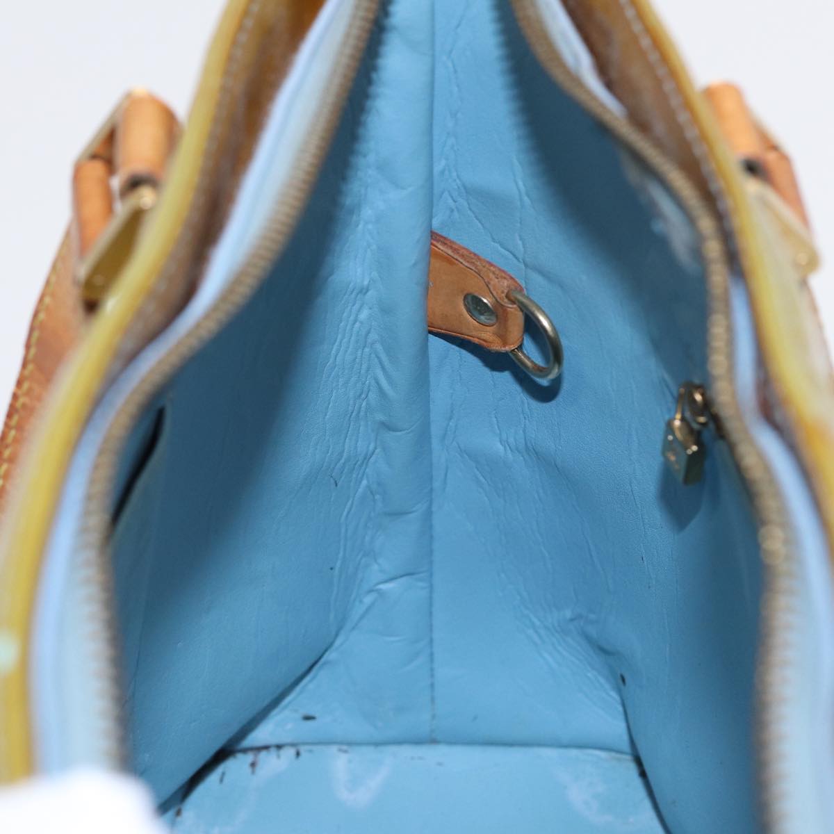 LOUIS VUITTON Monogram Vernis Houston Hand Bag Baby Blue M91005 LV 88725
