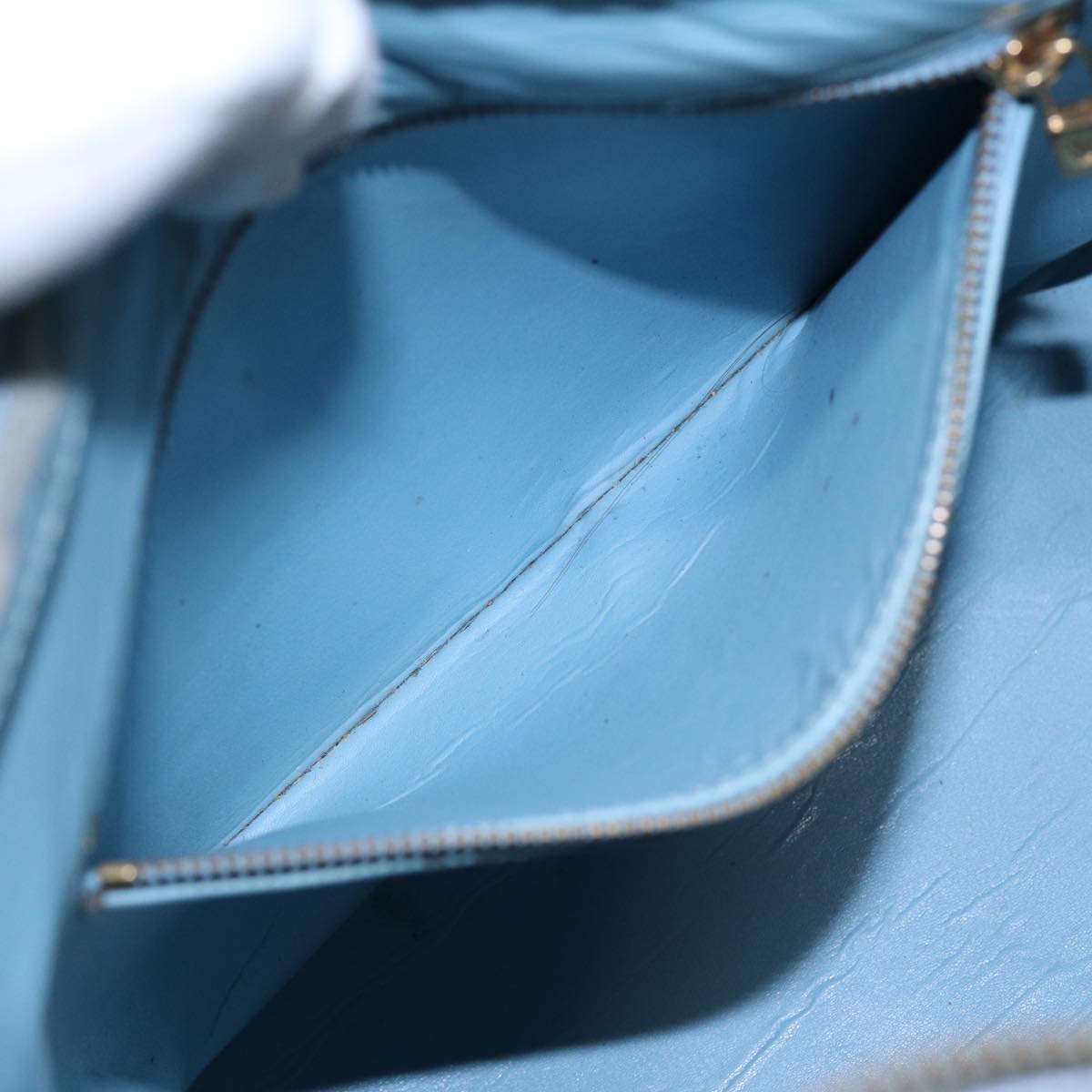 LOUIS VUITTON Monogram Vernis Houston Hand Bag Baby Blue M91005 LV 88725