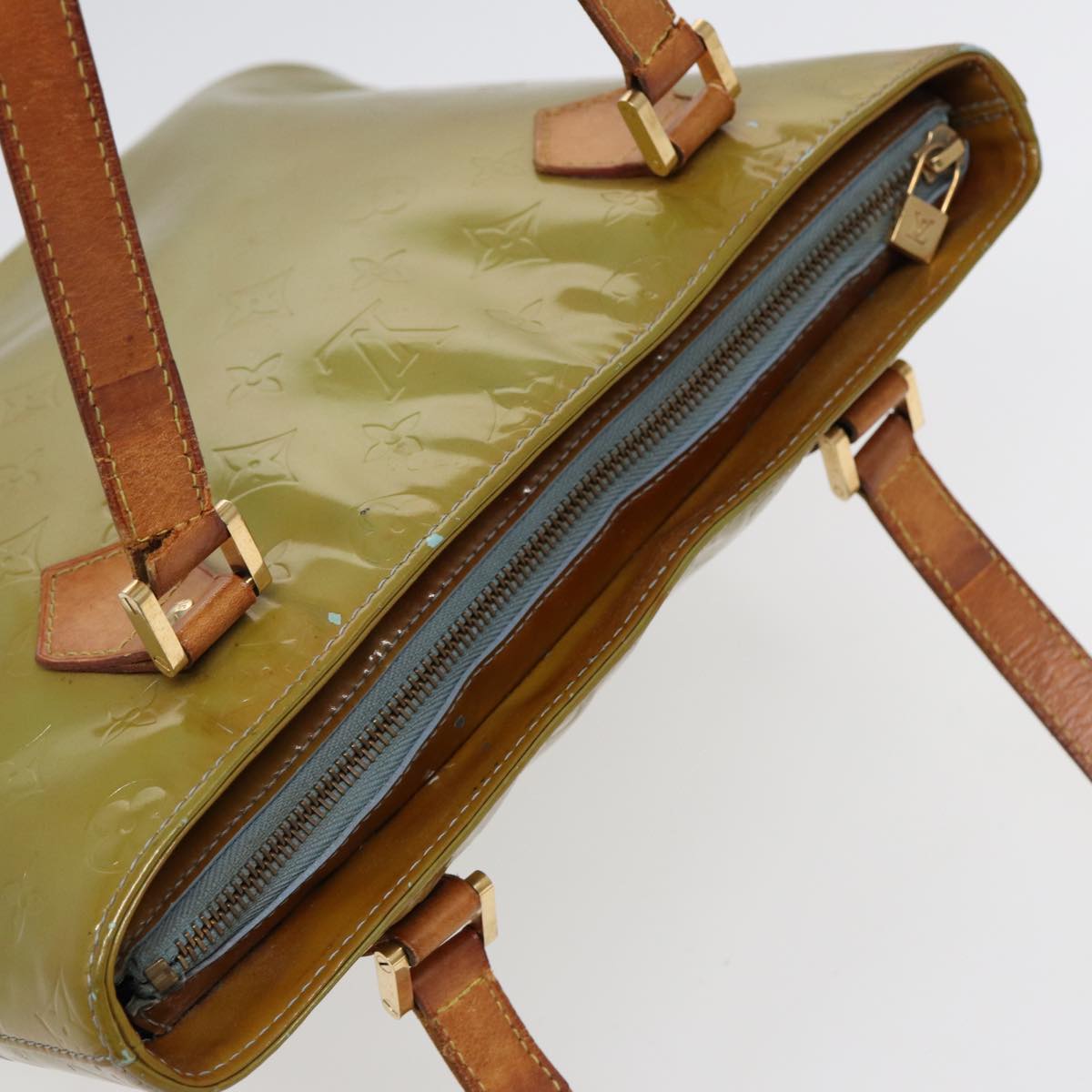 LOUIS VUITTON Monogram Vernis Houston Hand Bag Baby Blue M91005 LV 88725