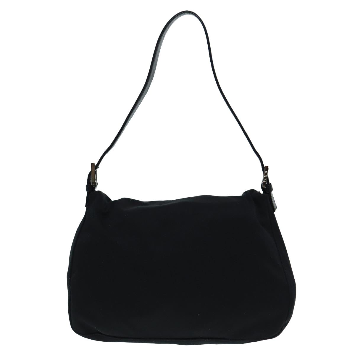 Luxury Fendi Mamma Baguette Shoulder Bag Nylon Black Silver88735