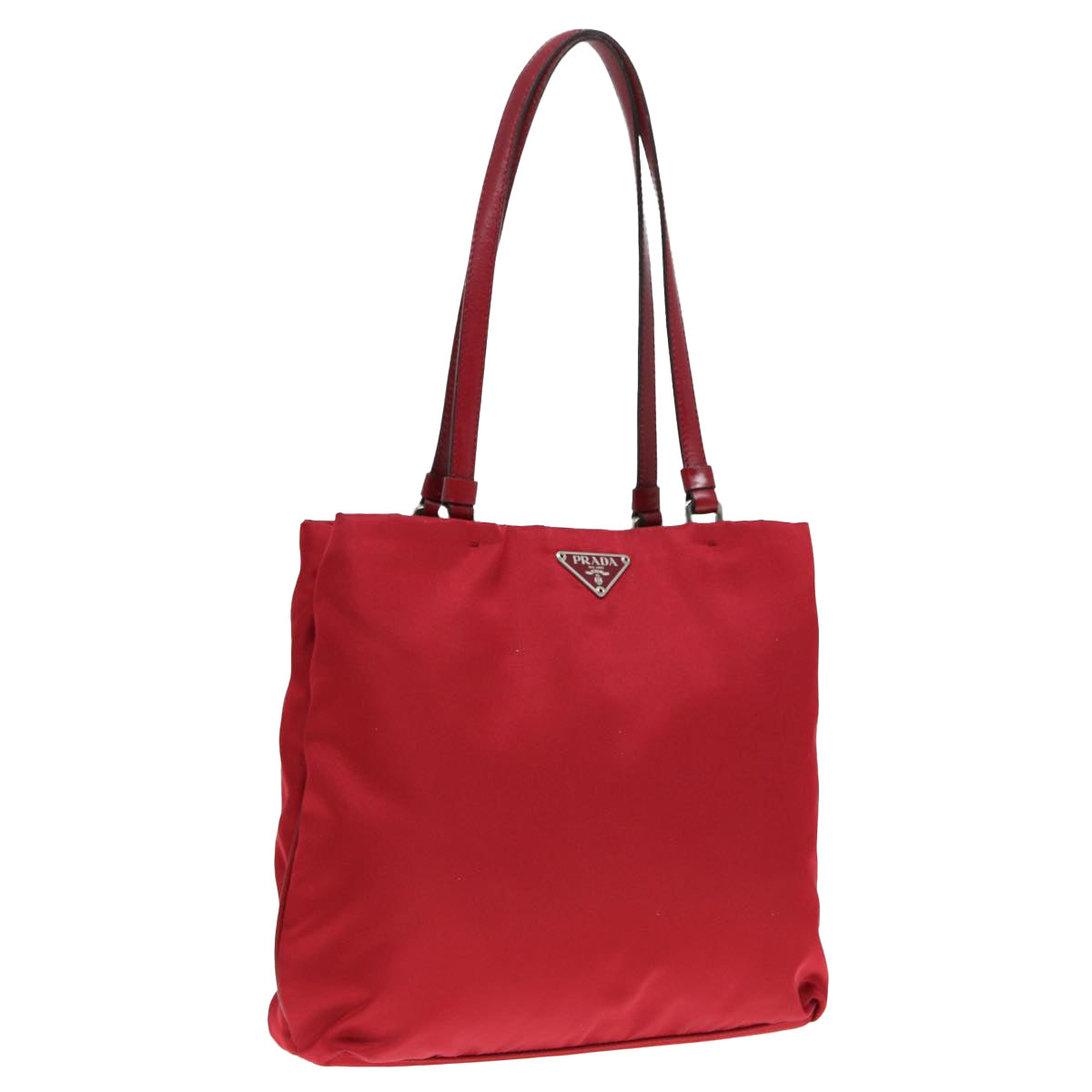 Luxury Prada Hand Bag Nylon Red Silver  88758