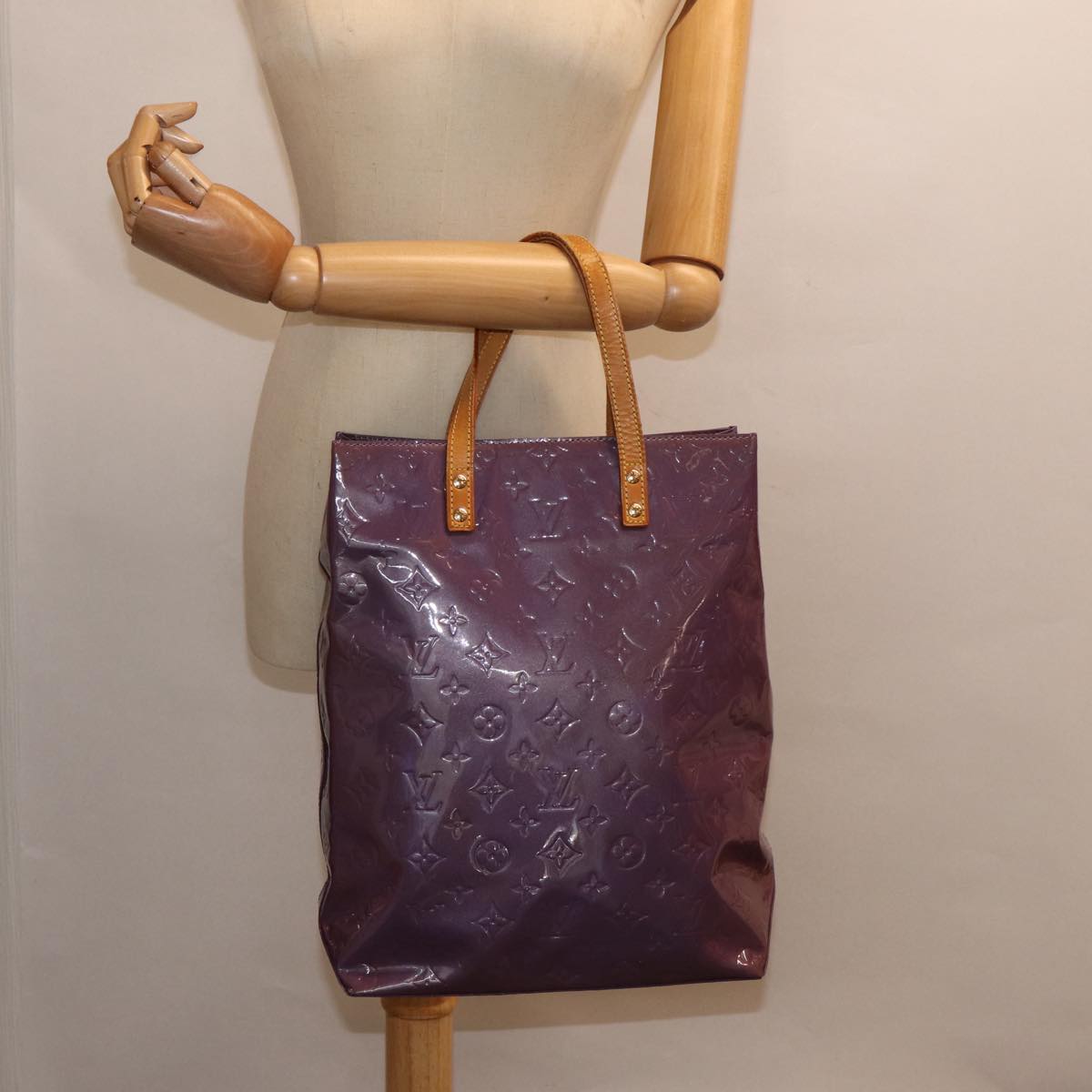 LOUIS VUITTON Monogram Vernis Reade MM Tote Bag Viole M91087 LV 88759
