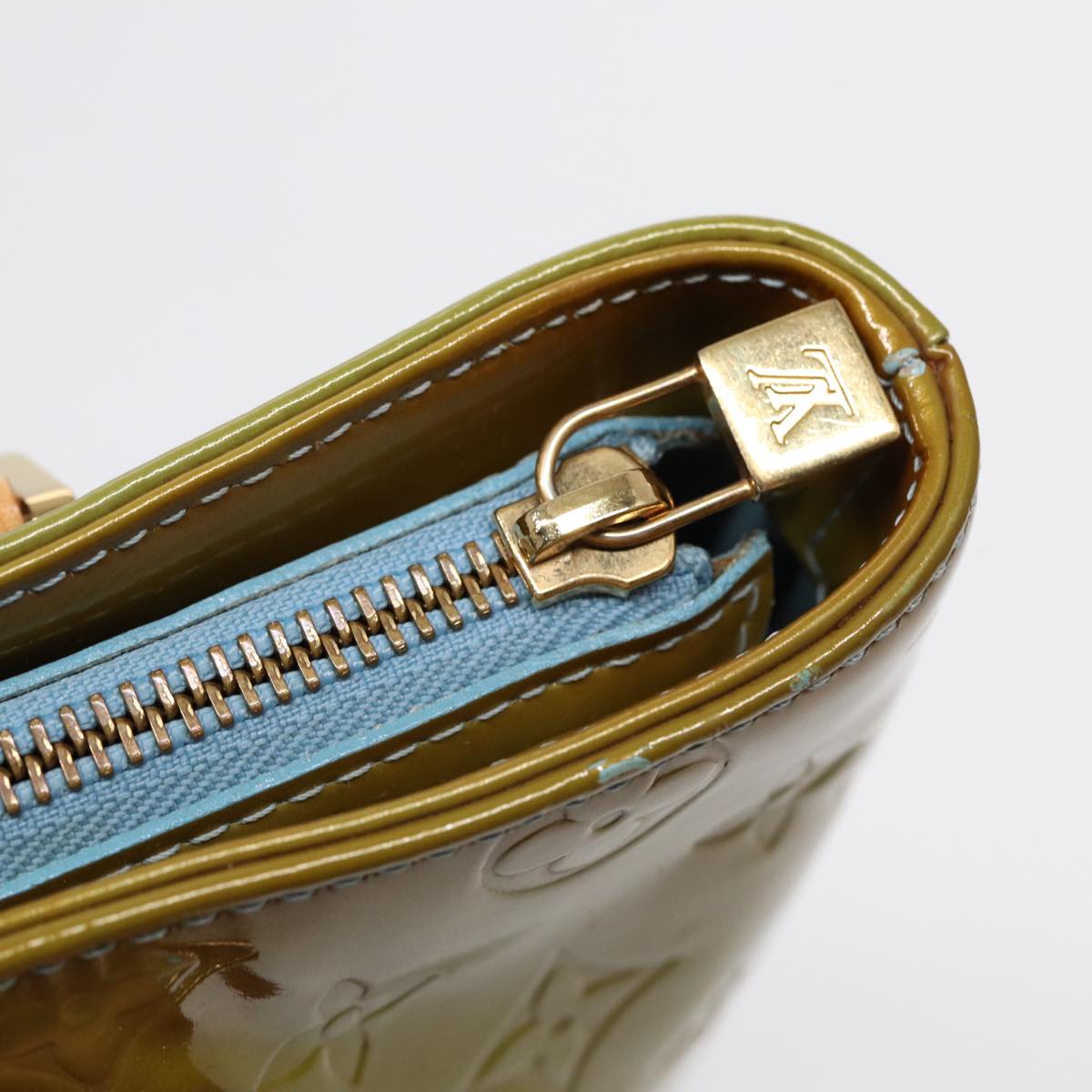 LOUIS VUITTON Monogram Vernis Houston Hand Bag Baby Blue M91005 LV 88760